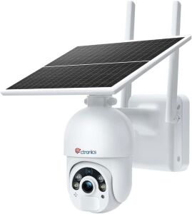 Ctronics 2K 3MP Solar Security Camera Wireless Outdoor WiFi