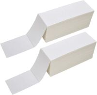 2 Stacks Fanfold 4" x 6" Direct Thermal Labels, 2000 Labels Per Stack, White Perforated, Permanent-Adhesive, Compatible with Zebra, Rollo and Most Thermal Label Printer