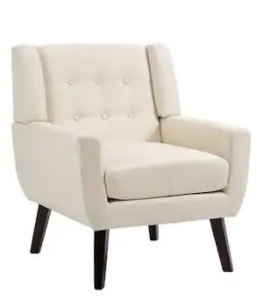 Mid-Century Modern Button White Accent Arm Chair