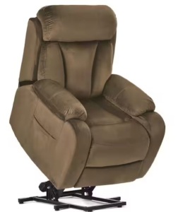 Brown 31'' Wide Power Lift Assist Standard Recliner Velvet Polyester Blend with Remote Control