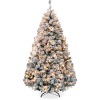 Pre-Lit Snow Flocked Artificial Pine Christmas Tree w/ Warm White Lights 6ft