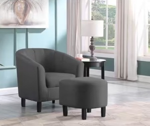 Wesley Dark Grey Tub Chair with Ottoman $160.35