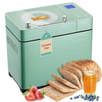 KEEPEEZ 2LB Large Bread Maker Machine-Dual Heaters, 17-in-1 Breadmaker with Gluten-Free, Pizza Dough, Jam, Auto Nut Dispenser,Ceramic Pan&Touch Panel, 3 Loaf Sizes 3 Crust Colors,15H Timer,Recipes $159.99