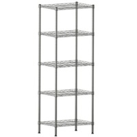 48" 5 Wire Shelving Metal Rack Adjustable Unit Storage Shelves for Laundry Bathroom Kitchen Pantry Closet Silver