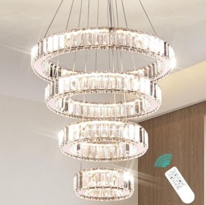 Modern LED Dimmable Chandelier 4 Ring Ceiling Light Pendant Light for Dining Room Bedroom Living Room, 3 Colors Adjustable,Dia7.9-11.8"-15.7"-19.7" $198.99