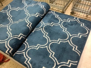 60" x 82" Blue and White Rug