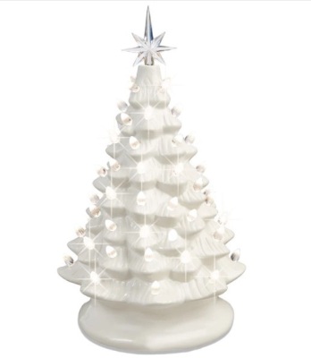Pre-Lit Ceramic Tabletop Christmas Tree with Lights- 15in