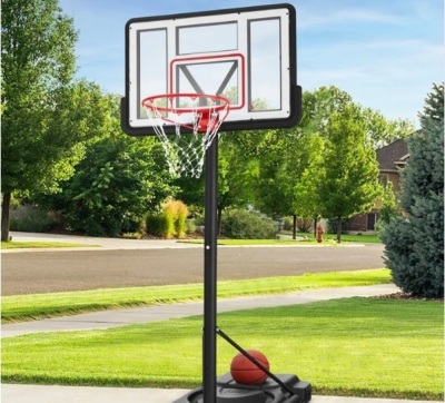 Adjustable Regulation-Size Basketball Hoop w/ Fillable Base, 2 Wheels