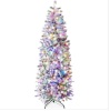 Pre-Lit Snow Flocked Artificial Pencil Christmas Tree w/ Multicolor Lights 9ft