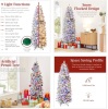 Pre-Lit Snow Flocked Artificial Pencil Christmas Tree w/ Multicolor Lights 9ft - 2