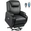 Power Lift Recliner with Massage and Heat, Black Faux Leather