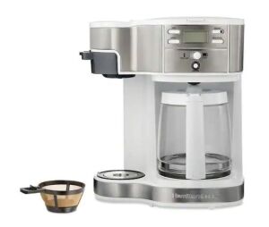 Hamilton Beach 2-Way 12-Cup White Programmable Drip Coffeemaker with Single Serve