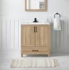 Glacier Bay Tobana 30 in. W x 19 in. D x 34 in. H Single Sink Bath Vanity in Weathered Tan with White Engineered Marble Top