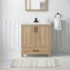 Glacier Bay&nbsp;Tobana 30 in. W x 19 in. D x 34 in. H Single Sink Bath Vanity in Weathered Tan with White Engineered Marble Top