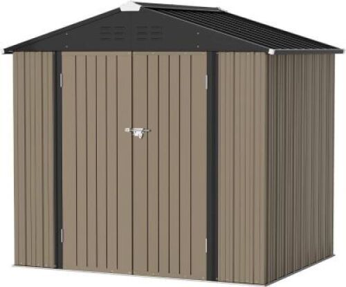 Greesum Metal Outdoor Storage Shed with Door & Lock, 8'&nbsp;x 6'