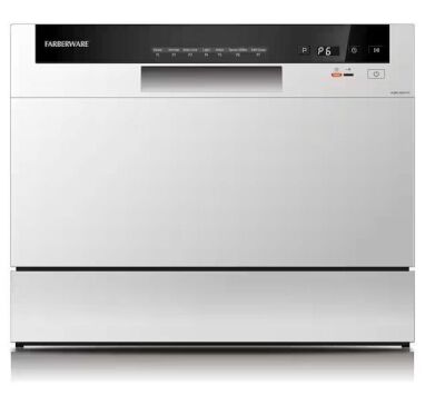 Farberware 21 in. White Digital Portable 0120-volt Dishwasher with 7-Cycles with 6-Place Settings Capacity