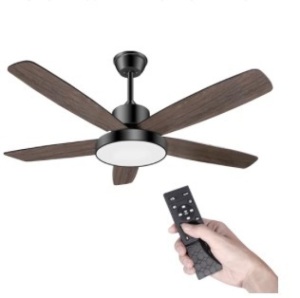 ODUFO 52 Inch Ceiling Fan with Light and Remote, 5 Wood Blades, 6 Speed Reversible DC Motor, Wobble-Free Flush Mount Design, 3 Color Dimmable-Ideal for Farmhouse, Patio, Bedroom, Living Room