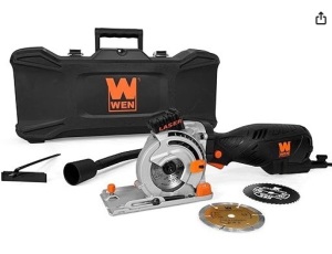 WEN 3620 5-Amp 3-1/2-Inch Plunge Cut Compact Circular Saw with Laser, Carrying Case, and Three Blades