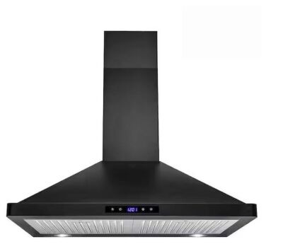 30 in. 350 CFM Ducted Wall Mount Kitchen Range Hood Stove Vented Hood Exhaust Fan in Stainless Steel Black