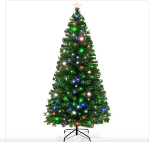 7' Pre-Lit Fiber Optic Pine Christmas Tree w/ Multicolor & LED Lights $189.99