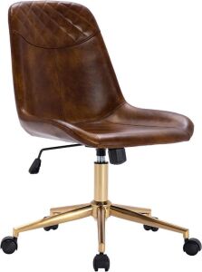 Duhome Modern PU Leather Swivel Office Chair with Gold Base