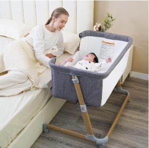 Pamo babe Baby Bassinet Bedside Sleeper for Newborn Bed Crib with Breathable Mesh Sides Co-Sleeping Bedside Crib for Infant Breastfeeding with Height-Adjustable and Wheels, Z-Type Stable Frame $92.99