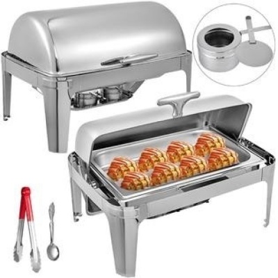 VEVOR 2pack Stainless Steel Rectangular Roll Top Chafing Dishes - Appear New