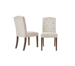 StyleWell Beckridge Biscuit Beige Upholstered Dining Chair with Tufted Back, Set of 2 