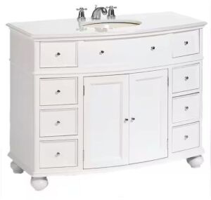 Hampton Harbor 45 in. W x 22 in. D x 35 in. H Single Sink Freestanding Bath Vanity in White with White Marble Top