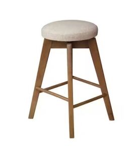 Nathan James Amalia 26 in. Natural Wheat Brown Backless Counter Height 360 Swivel Upholstered Solid Wood Bar Stool