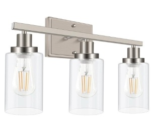 Ascher Bathroom Vanity Light Fixtures, 3 Light Wall Sconces Lighting with Clear Glass Shade