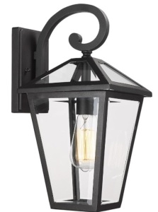 Luminzone Outdoor Outdoor Wall Lantern with Clear Glass, 9.27 x 16.25 x 8.07inch