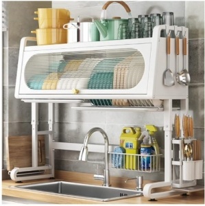 wercome Over The Sink Dish Drying Rack 3 Tier Adjustable, 28.34"-31.49"