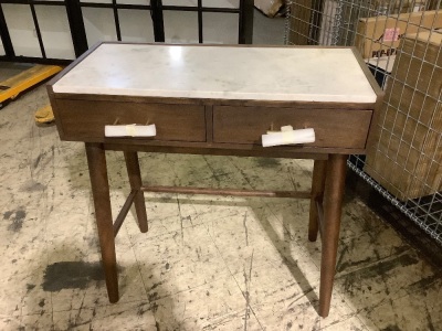 Wood and Marble Console Table 30x14x30