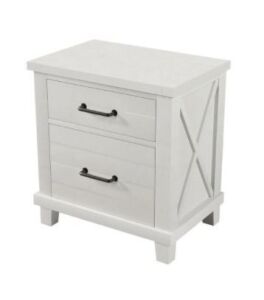 Rustic Farmhouse Style Solid Pine Wood Two-Drawer Nightstand