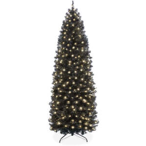 Pre-Lit Black Artificial Pencil Holiday Tree 6ft