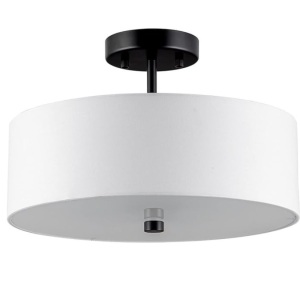 Ludil 3-Light Semi Flush Mount Ceiling Light Fixture with White Fabric Shade, 13"