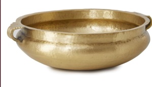 Serene Spaces Hammered Gold Handi Bowl, 5.25" Tall, 15.75" Diameter