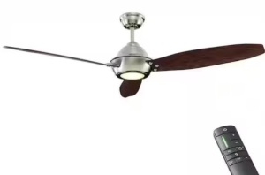 Aero Breeze 60 in. Integrated LED Indoor/Outdoor Brushed Nickel Ceiling Fan with Light Kit and Remote Control 