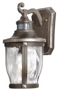 Lot of (2)12.5" McCarthy 1-Light Bronze with Gold Highlights Outdoor Motion Sensor Wall Lantern Sconce 