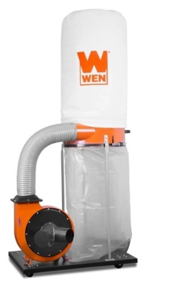 WEN DC1300 1,300 CFM 14-Amp 5-Micron Woodworking Dust Collector with 50-Gallon Collection Bag and Mobile Base