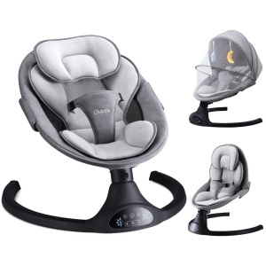 Baby Swing for Infants | Electric Bouncer for Babies,Portable Swing for Baby Boy Girl,Remote Control Indoor Baby Rocker with 5 Sway Speeds,3 Seat Positions,10 Music and Bluetooth,Aluminum 