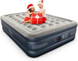 iDOO Queen Air Mattress with Built in Pump, Inflatable Mattress for Camping & Guest, Fast-Inflating Blow-up Bed, Colchon Inflable, Airbed - Portable, Comfotable & Durable, 18" Raised (650lbs) 