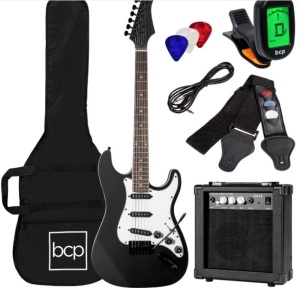 Beginner Electric Guitar Kit w/ Case, 10W Amp, Tremolo Bar - 39in $229.99