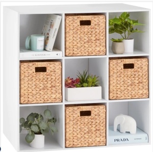 9-Cube Bookshelf Storage Display w/ 3 Removable Panels, Customizable Design $139.99