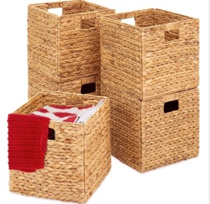 Set of 5 Collapsible Hyacinth Storage Baskets w/ Inserts - 13x13in$139.99