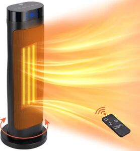 1500W Fast Heating Ceramic Electric Heater with Remote, Thermostat, Oscillation, 1-12H Timer, Overheating & Tip-Over Protection