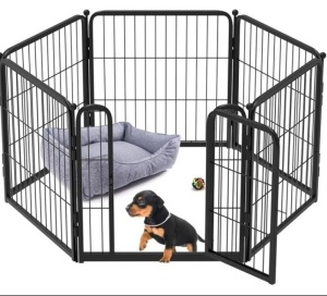 FXW HomePlus Dog Playpen Indoor, 6 Panels 24" Height Dog Fence Exercise Pen for small Dogs, inside Pet Puppy Playpen with Silicone Foot Pads and Muffler Tubes