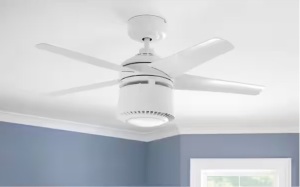 Air Filtering 48 in. Integrated LED Indoor White Ceiling Fan with Light Kit and Remote with Color Changing Technology