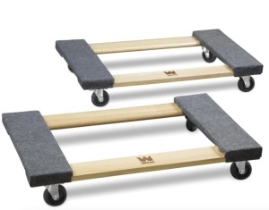 WEN 721830 1320-Pound Capacity 18-by-30-Inch Hardwood Mover’s Dolly, 2-Pack